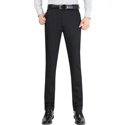 Размер 29-38 без морщин Свадебные черные мужские деловые штаны Офисная Рабочая одежда повседневные мужские костюмные брюки тонкие модные