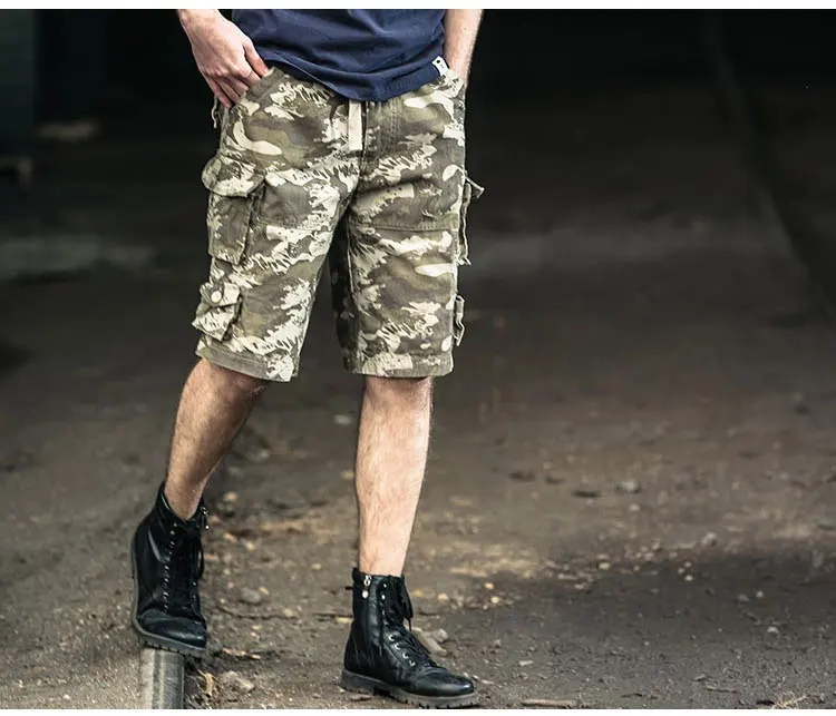 Свободные пояса летние камуфляжные шорты милитари Лидер продаж высококачественные мужские s карго-шорты камуфляжные многокарманные мужские хлопковые короткие брюки