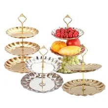 Nouveau Fruits Plaques Stand Pâtisserie Plateau De Bonbons Plats Gâteau Desserts 2/3 Couche En Acier Inoxydable Partie Décoration de La Maison