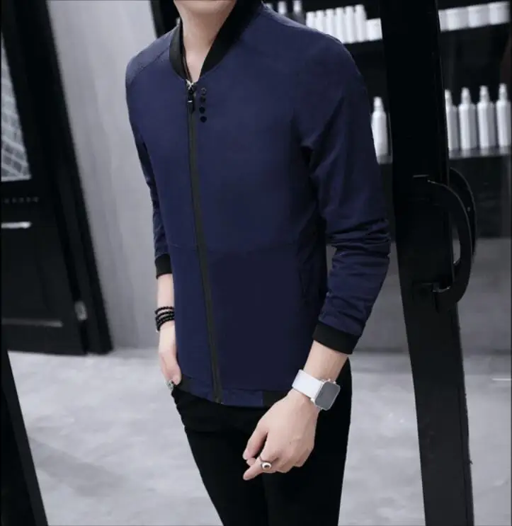 2019 New PB1707 Spring Autumn Casual Solid Slim Bomber Jacket Men Fashion Overcoat Baseball Jackets Men's Streetwear Jacket