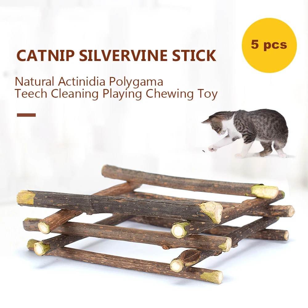 20 шт. кошачья кошка кошачья мята Silvervine палочки натуральные зубы Чистка игра Жевательная коготь игрушка для кошек снэки палочки товары для домашних животных