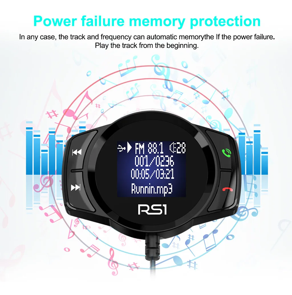 Car Auto Multifunction Wireless Mobile Mp3 Kit Handsfree Bluetooth FM Transmitter LCD MP3 Player USB Charger Vintage Radio H0128