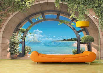 

Custom Wallpaper Murals Wall Seaside Arch Self Adhesive Vinyl Wall Sticker Poster Wall Paper Home Decor