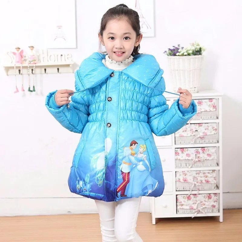 

windbreaker for girls new Children's Coat Cute Girls Warm Winter Parka Children Cotton Elsa Jacket thick Cotton-Padded Clothes