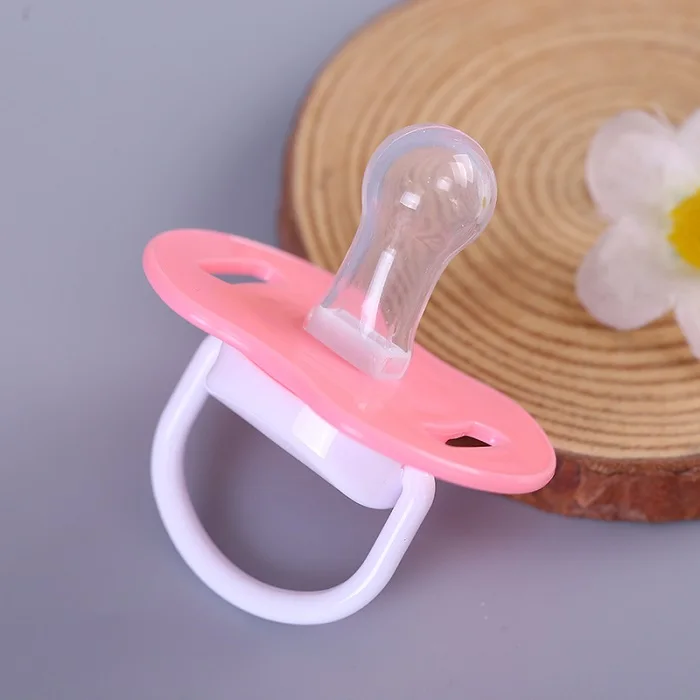 pink round mouth Соска для сна для детей от 3 месяцев до 1 года, силиконовая соска с крышкой, удобная соска для детей - Цвет: pink round mouth
