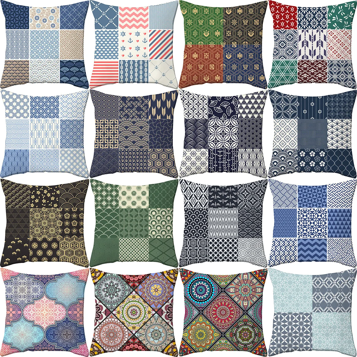 

Boniu 2pcs Geometric Polyester Cotton Mandala Pattern Cushion Cover Sofa Car Seat Decorative Pillow Case coussin decoration
