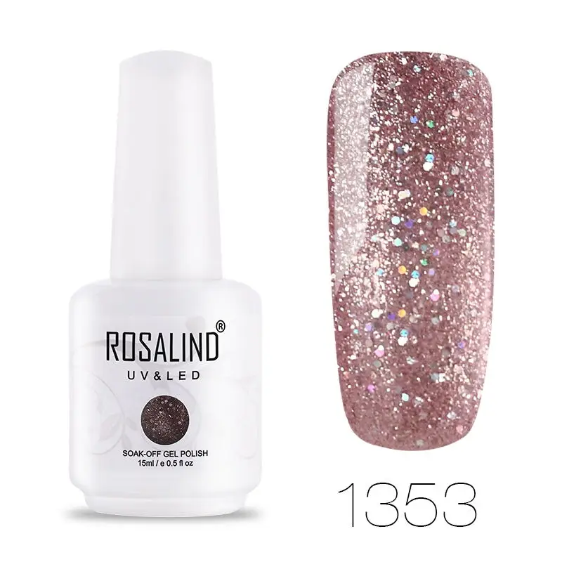 ROSALIND Гель-лак для ногтей 60 цветов чистый цвет 15 мл/1 шт. лак для наращивания ногтей полуперманентный замачивающийся Гель-лак для ногтей УФ - Цвет: 1353