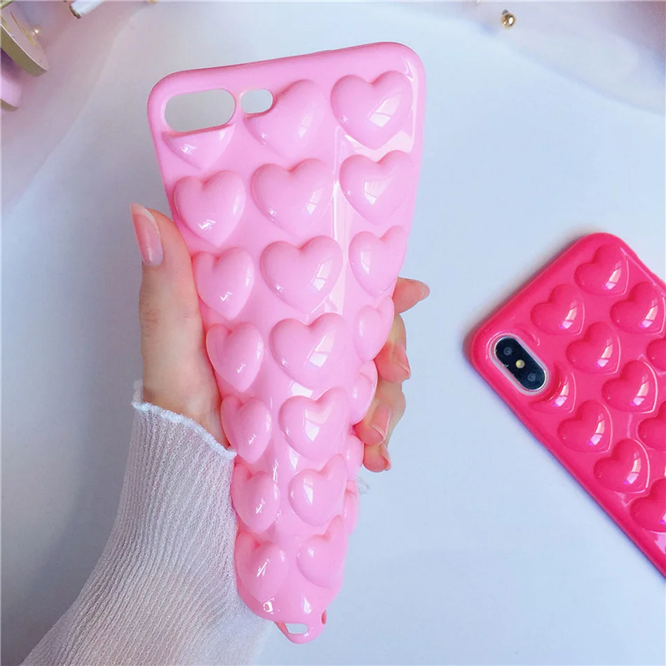 Moskado 3D Love Heart чехол для телефона для iPhone 11 7 6s Plus мультяшный Модный чехол с ремешком для iPhone X XS Max XR мягкий чехол