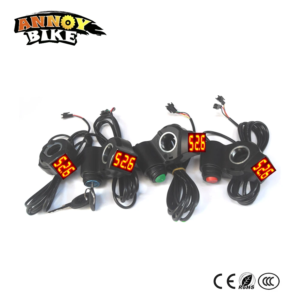 

Electric Bike Battery Voltage Display 24V36V48V60V Show 3 speed Horn Power Lock Key Bicicleta Electrica Scooter Accessories