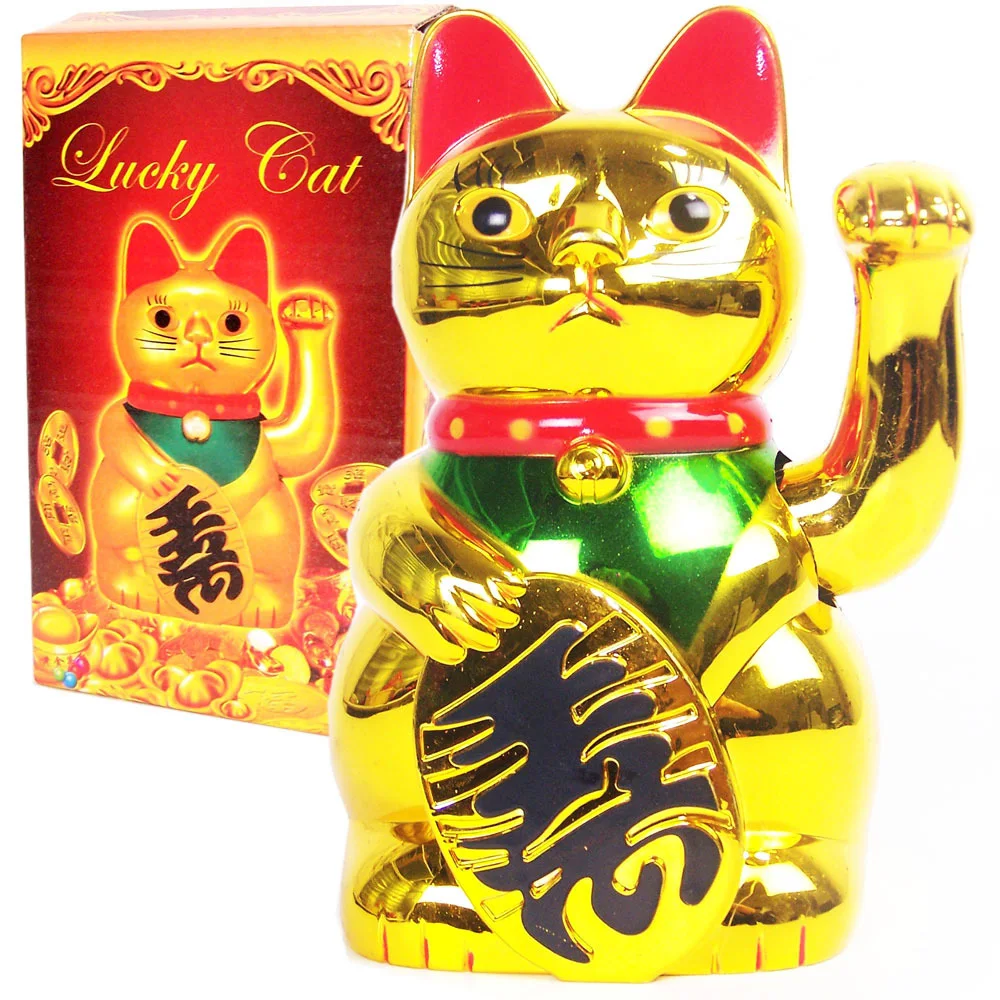

Portable 8 Inch Lucky Cat Ornament Gold Home Shop Decoration Plastics Home Garden Supplies