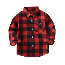 Рубашка в клетку для маленьких мальчиков хлопковая рубашка в клетку для девочек коллекция года, весенне-осенняя блуза новые корейские топы для девочек, Повседневная рубашка для малышей