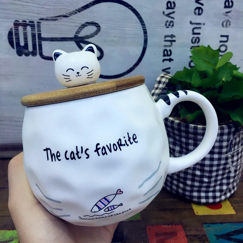 День Святого Валентина Kitty Кофе Кружки Чай чашка керамическая чашка с деревянной ложкой крышкой Бутылки для воды завтрак молоко чашки для любителей подарок