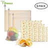 3pcs Beeswax Wrap Cloth + 3Pcs Degradable Organic Cotton Mesh Storage Bag Eco Friendly Reusable Food Fresh Keeping Sets 1