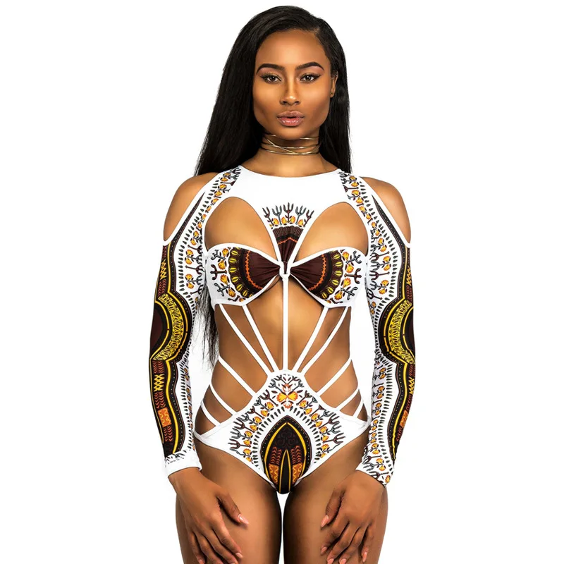 

New Indian Conjoined Women's swimwear Printed Sexy Ribbon Bikini