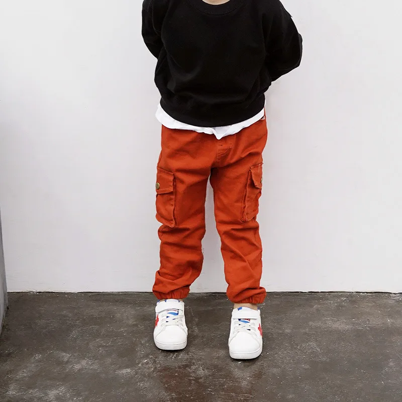 Autumn Pants for Boys Cotton Baby Boys Cargo Pants Children's Solid