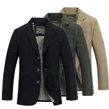 

Fashion Men Blazer Jacket Cotton Coat Casual Blazer Suits Military Style New Brand Man Clothing Plus Size M-4XL