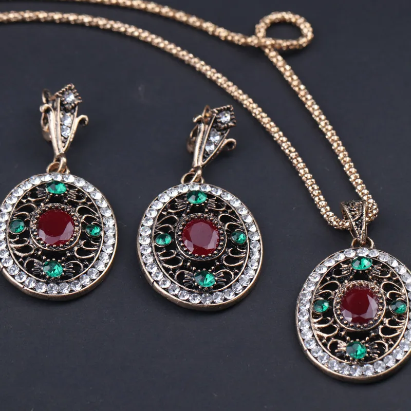 

Indian Jewelry 2019 Tin Alloy Women Direct Selling Jewelry Sets Fashion Pendant Earrings Necklace Set Network Hot Style