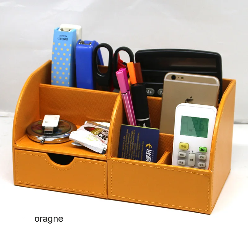 Office 6 Cells Storage Box with Drawer Desktop Stationery Organizer