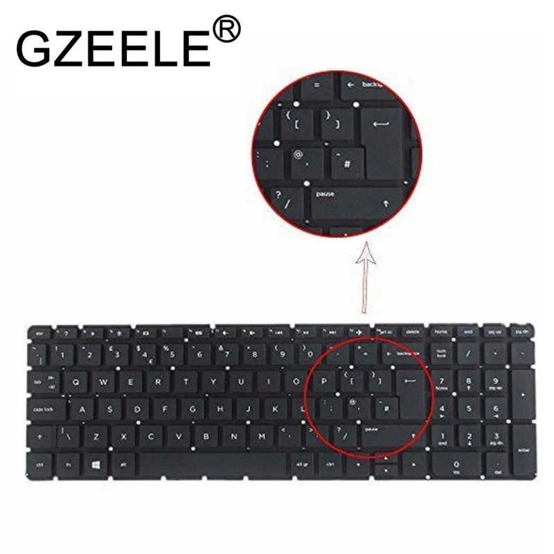  GZEELE New For HP 250 G4 256 G4 255 G4 15-ac 15-ac000 15-af 15-af000 Keyboard Black No Frame UK Tec