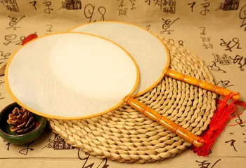 

50pcs DIY Blank Round Silk Hand Fans with Handle Student Children Hand Painting Fan Chinese Palace Fan wen6625