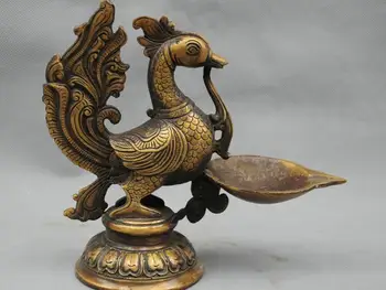 

ymying 8'' China Folk Fengshui Phoenix Bird Candle Stick Bronze Statue