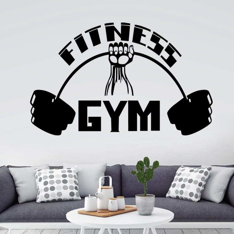 Gym Sticker Barbell Fitness Decal Body building Posters Vinyl Wall