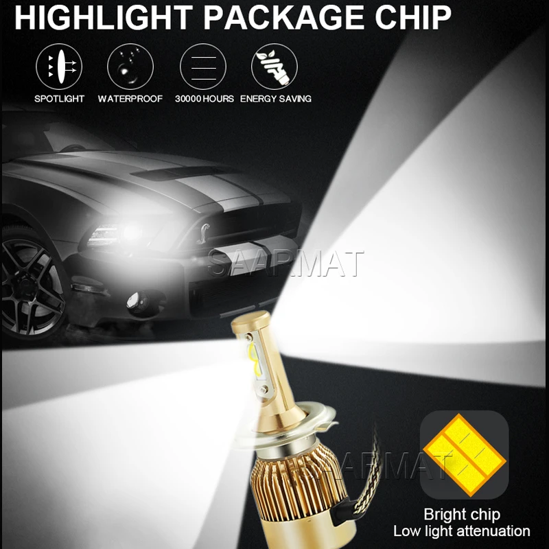 1Set LED Headlight H1 H3 H4 H7 H8 H9 H11 880 881 9005 9006 9012 W