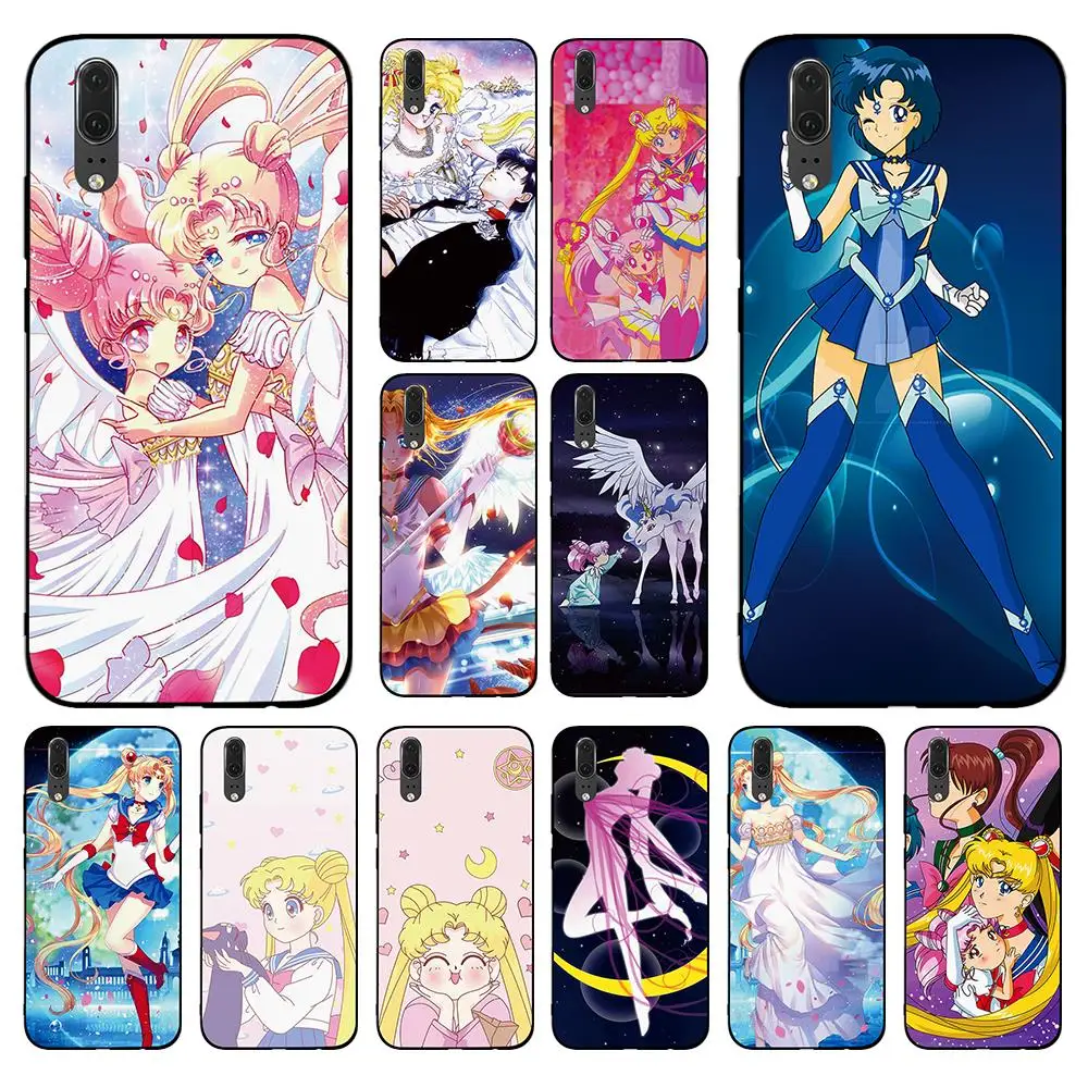 Мягкий чехол Saior Moon and a boy для Huawei Y6 Y7 Y9 Prime 2017 2018 2019 Nova 2i 3 4 3i Lite Mate 10 20 Pro
