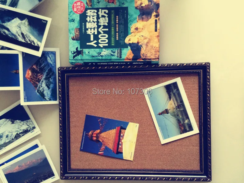 

New Arrival Cork Bulletin Board Oil Painting Frame Message Boards 45*35cm Corkboard with Push Pins Photos Board For Home School