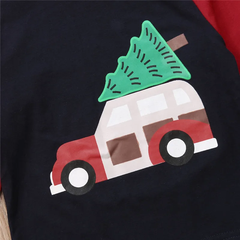 PUDCOCO/одежда для малышей Милая Рождественская футболка для девочек и мальчиков повседневные топы с принтом машины и дерева, Рождественская футболка с графическим принтом, От 1 до 5 лет