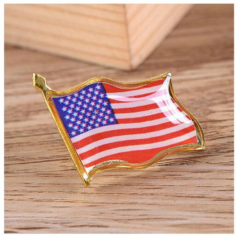 

metal american flag brooch 100pcs a lot wholesale usa american flag pin badge wave design Brooch Icons