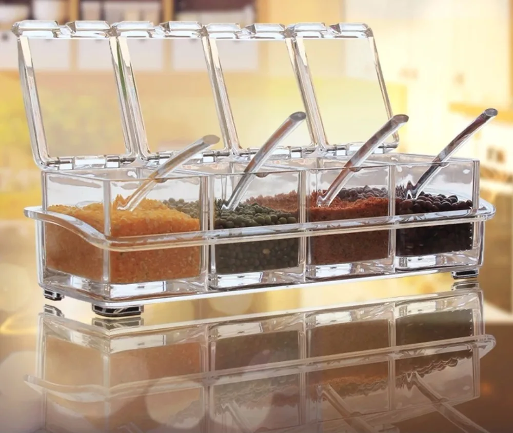

Fashion Transparent Kitchen Supplies Seasoning Combination Home Storage Boxes