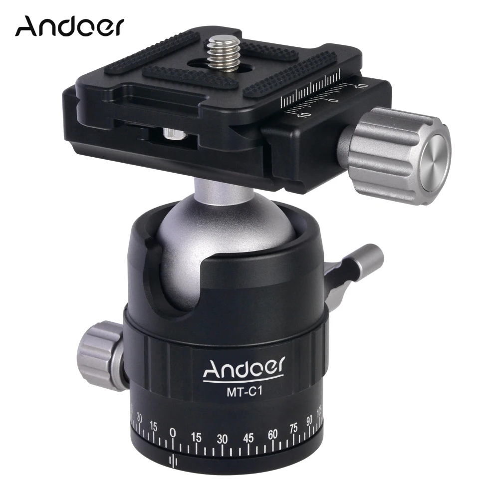 

Andoer MT-C3 Compact Size Panoramic Tripod Ball Head Adapter 360 degree Rotation Aluminium Alloy with Quick Release Plate