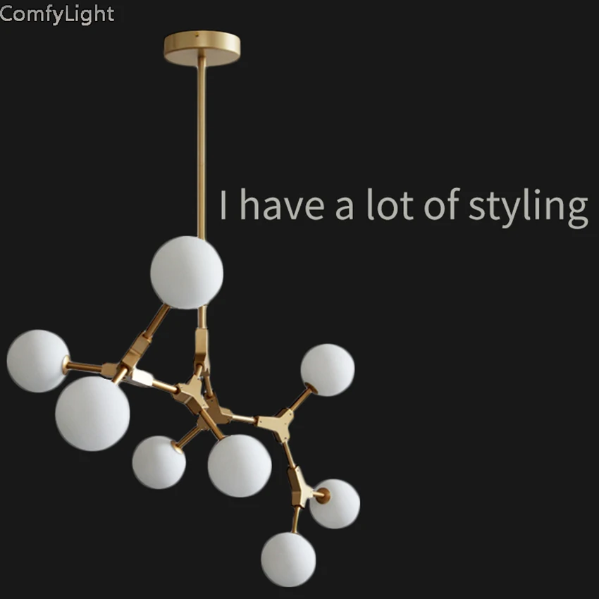 

Nordic pastoral small restaurant bar living room hanglamp Branching Chandelier Molecular Bubble Pendant Lamp Multi-mode