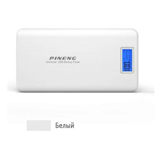 Горячая Распродажа PINENG PN-999 20000mAh Ультратонкий портативный аккумулятор с двойным USB зарядным устройством с ЖК-экраном - Цвет: white pn-999