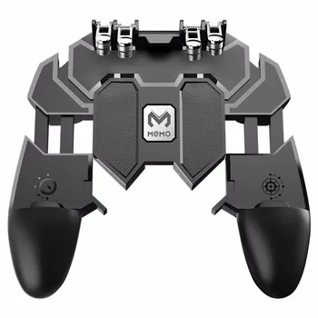 

AK66Six Fingers PUBG Game Controller Gamepad Metal Trigger Shooting Free Fire Gamepad Joystick For IOS Android Mobile Phone