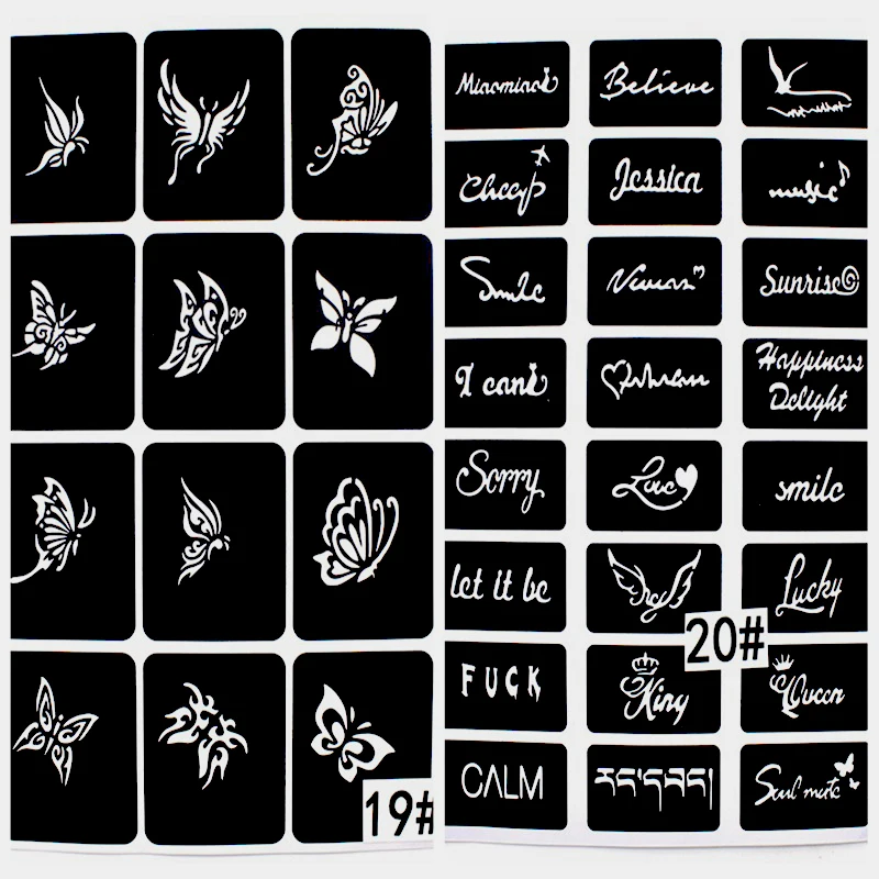 446pcs Reusable Sticker Tattoo Stencils Book Painting Template Airbrush Glitter henna tattoo stencils tattoo sticker Set Album Fixed Style