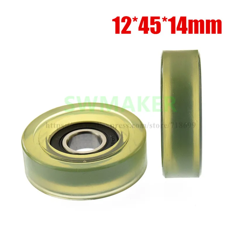 

1pcs 12*45*14mm 6001RS coating, polyurethane roller, plane press wheel, silent transmission, rolling pulley