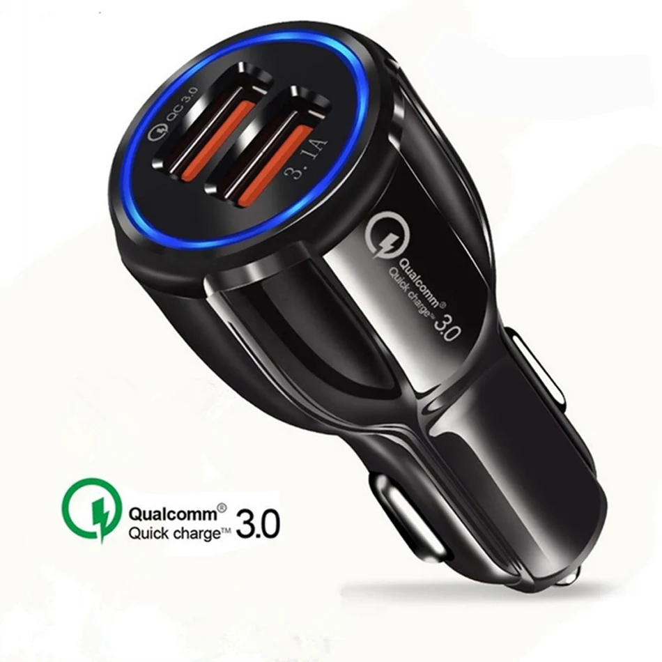 Oppselve Quick Charge 3,0 Dual USB Автомобильное зарядное устройство 5V3A Turbo Быстрая автомобильная зарядка зарядное устройство для мобильного телефона iPhone Xiaomi автомобильный адаптер - Тип штекера: Black