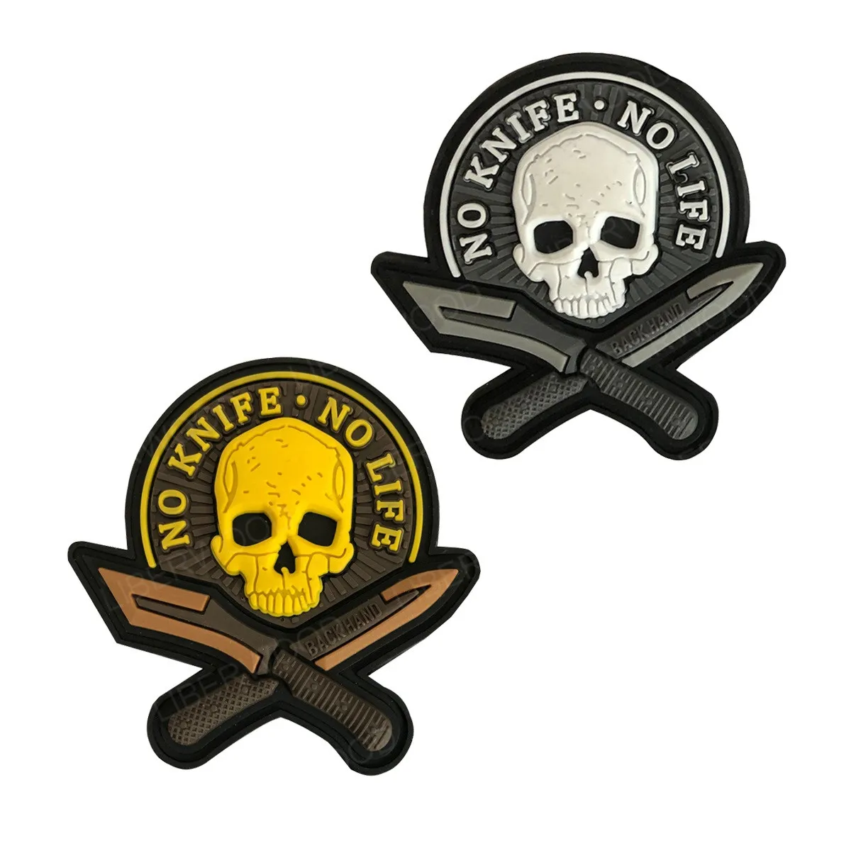 Morale Patches No Knife No Life SKULL PVC 3D Military Tactical Patch badge applique EMBLEM