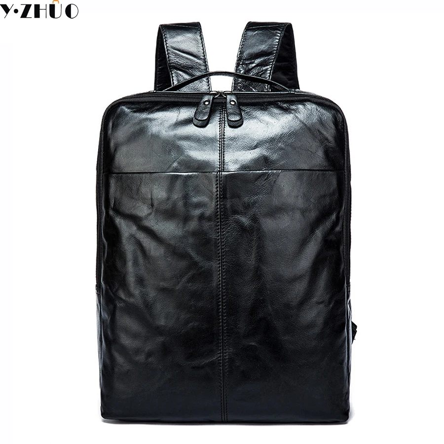 

cowhide man bag genuine leather man backpacks solid vintage business bag mochila men travel school bags men shoulder bag