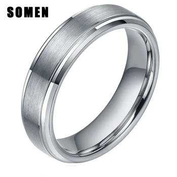

Somen Ring Men 6mm Silver Color Tungsten Ring Brush Polished Wedding Band Male Engagement Rings Women Fashion Anillos Mujer