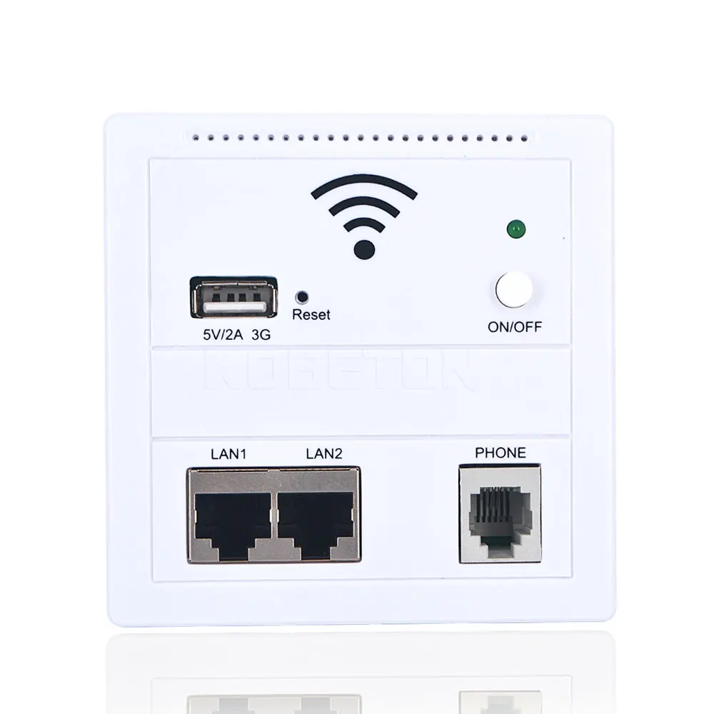 New Compact Designed Multifunction Wireless Indoor Wall Wifi AP Repeater Wi-Fi Router With Swith 5V 2A USB Charging Ports