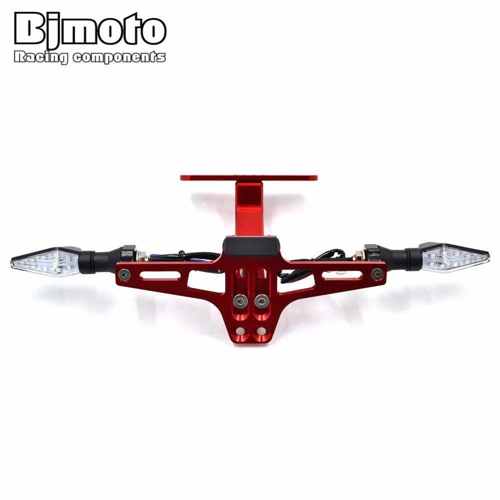 

Universal Aluminum Motorcycle Adjustable Angle License Number Plate Frame Holder Bracket With LED Turn Signal Light Blinker