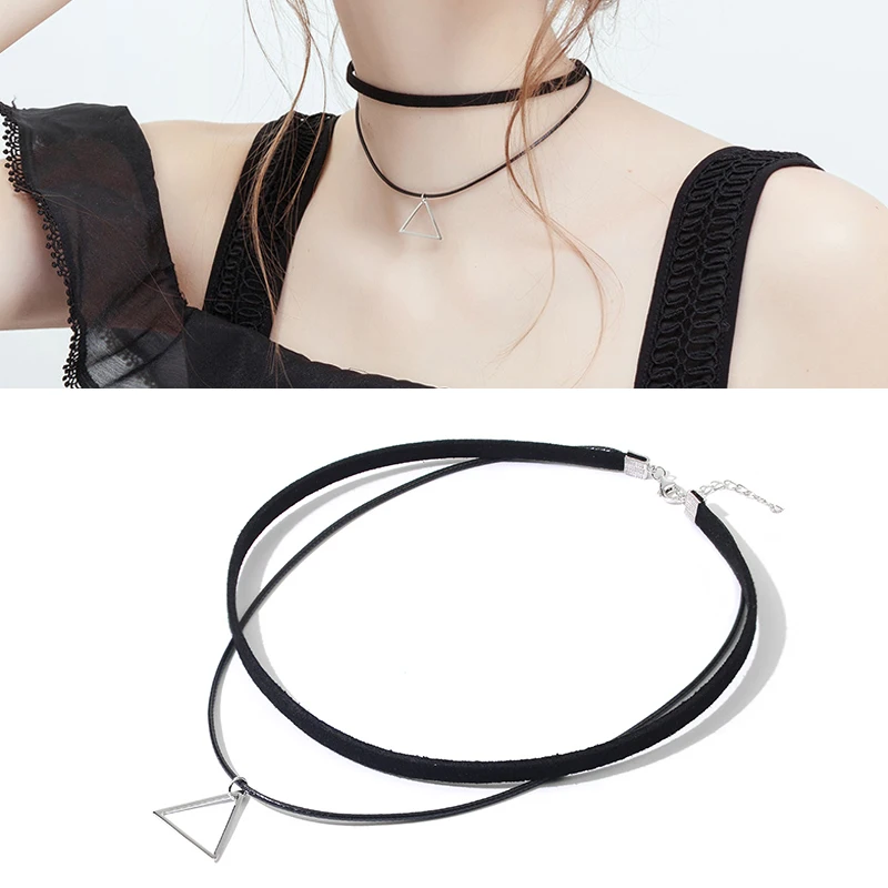 

Girls Chiffon Flower Chokers Clavicle Chain Triangle Necklaces Women Simple Fashion Mori Sweet Sexy Personality Punk Chic Collar