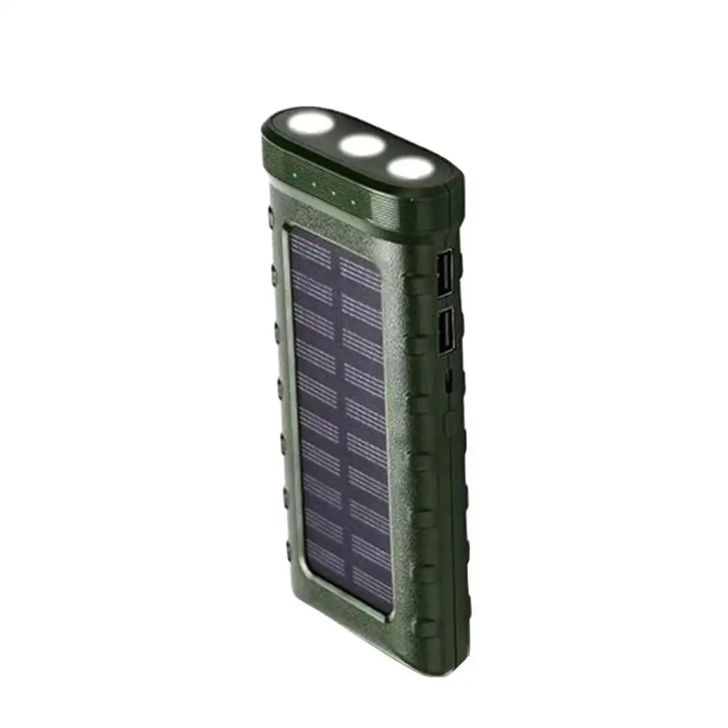 Durable Practical Dual USB Ports Solar 13000mAh powerbank Power 5V/2.1A Bank 5V/1A 2A With LED Flashlight