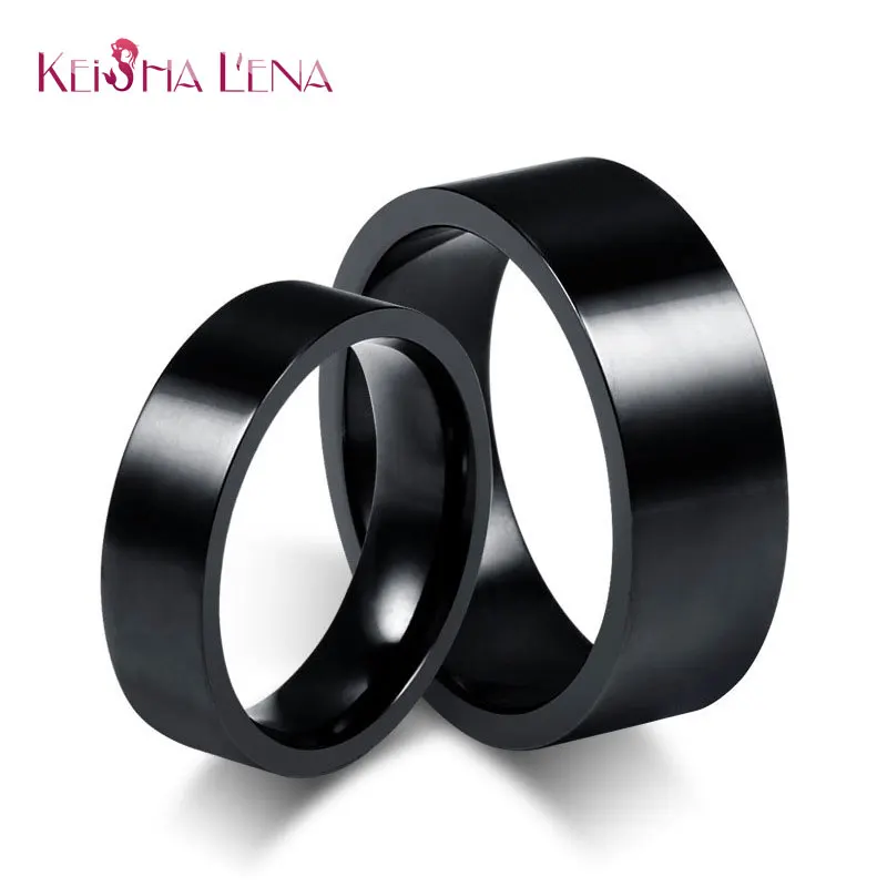 keisha lena 6mm 8mm all black plain couples matching stainless steel wedding bands sizes - All Black Wedding Rings keisha lena 6mm 8mm all black plain couples matching stainless steel wedding bands sizes - All Black Wedding Rings