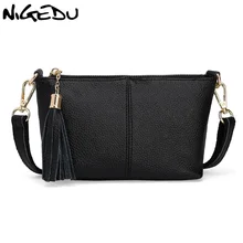 NIGEDU брендовые сумки из натуральной кожи для женщин, сумки через плечо, кошельки на плечо, клатч с кисточками, мини сумки-мессенджеры, Маленькая женская сумка