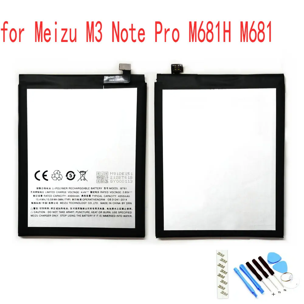 100% Новый оригинальный BT61 M версия 4050 мАч аккумулятор для Meizu M3 Note Pro M681H M681 M681M M681C