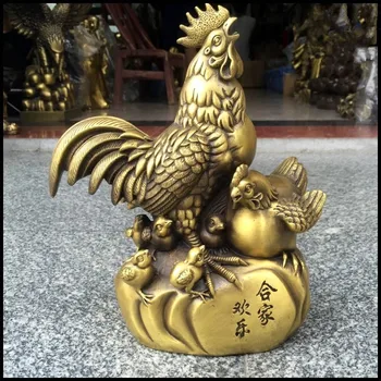

Chinese pure copper chicken Lucky feng shui crafts Decoration Statue